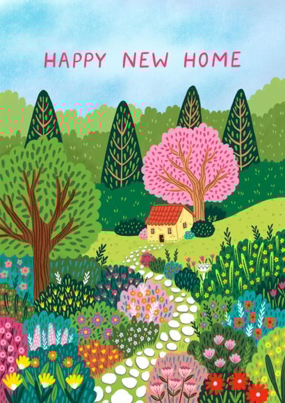 Pretty New Home Card - Colourful Garden created by Pear Tree Press