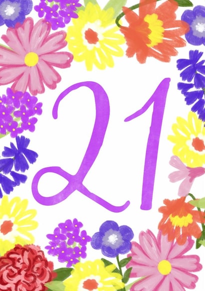 Classic Birthday Card - 21st - Pretty Florals created by Juniper and Rose Studio
