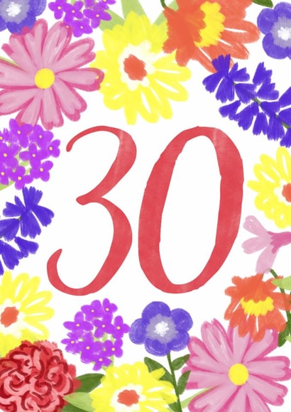 Classic Birthday Card - 30th - Pretty Florals created by Juniper and Rose Studio