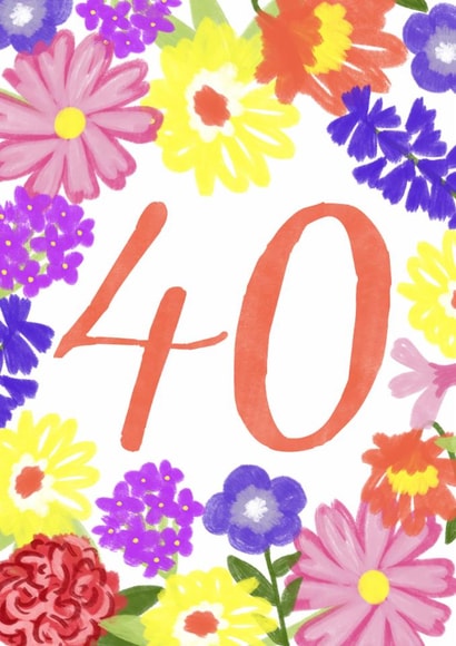 Classic Birthday Card - 40th - Pretty Florals created by Juniper and Rose Studio