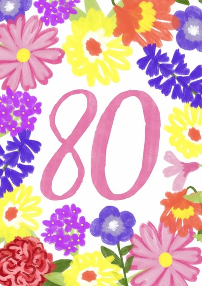 Classic Birthday Card - 80th - Pretty Florals created by Juniper and Rose Studio