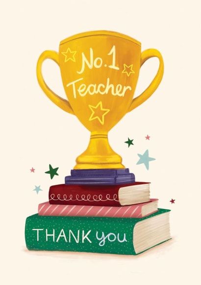 Classic Thank You Card - For Teacher - Trophy created by Debbie Daley Illustrations
