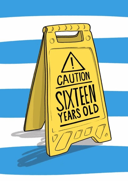 Funny Birthday Card - 16th - Teenager Caution Sign created by Running with Scissors