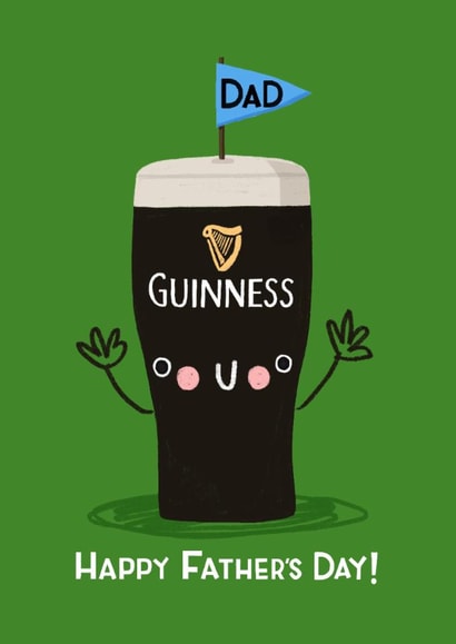 Cute Father’s Day Card - Pint Of Guinness - Flag In The Top created by Nicola Watson