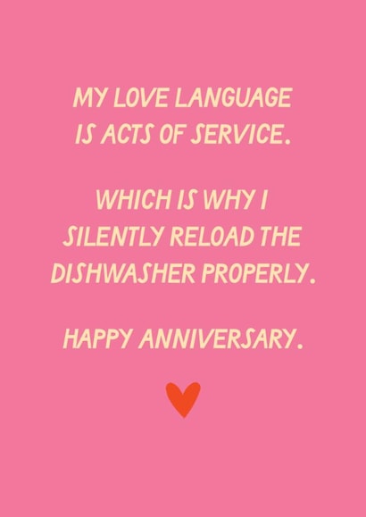Funny Anniversary Card - Love Language - Acts Of Service created by Sweetlove Press