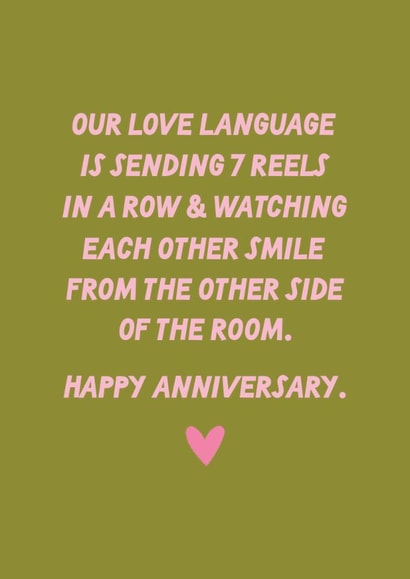 Funny Anniversary Card - Sending Reels - Other Side Of The Room created by Sweetlove Press