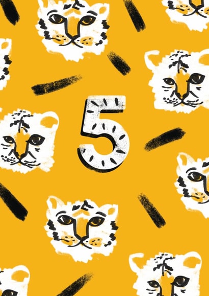Cute 5th Birthday Card - Tiger - Unisex created by Rebecca Prinn