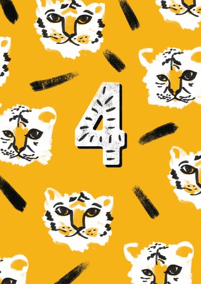 Cute 4th Birthday Card - Tiger - Unisex created by Rebecca Prinn