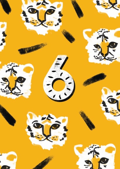 Cute 6th Birthday Card - Tiger - Unisex created by Rebecca Prinn