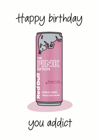 Fun Birthday Card - Redbull - The Pink Edition created by Kave Media