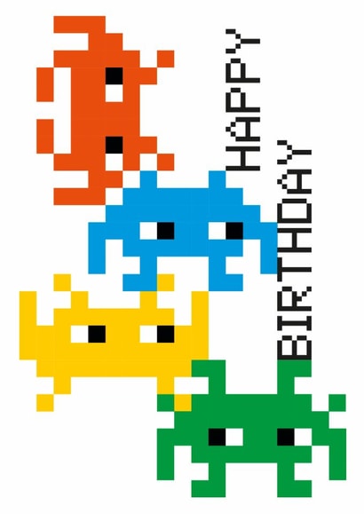Retro Birthday Card - Pac Man - Game created by Dicky Bird