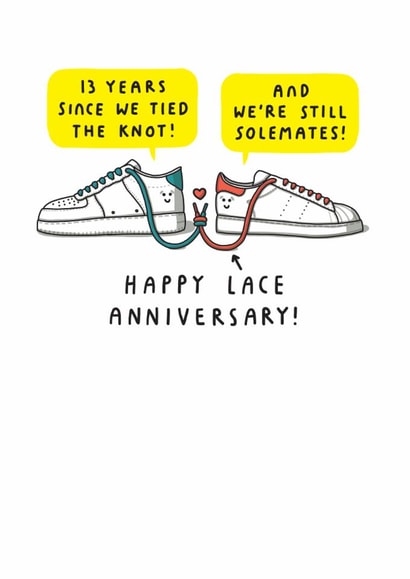 Cute 13th Anniversary Card - We're Still Solemates! - Shoes created by mungo and shoddy