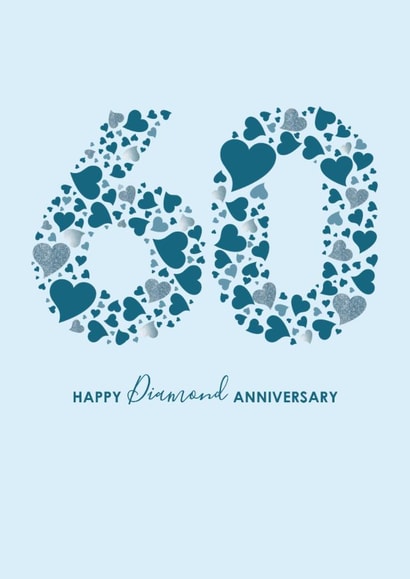 Classic 60th Birthday Card - Diamond Anniversary - Hearts created by mrs L cards