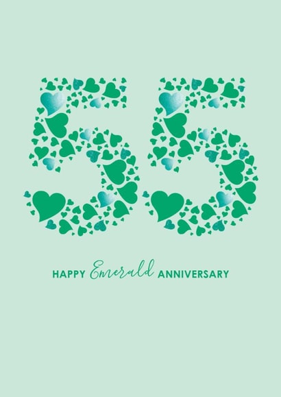 Classic 55th Anniversary Card - Emerald Anniversary - Hearts created by mrs L cards