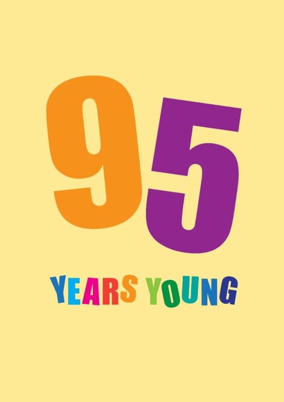Fun 95th Birthday Card - 96 Years Young - Typography created by mrs L cards