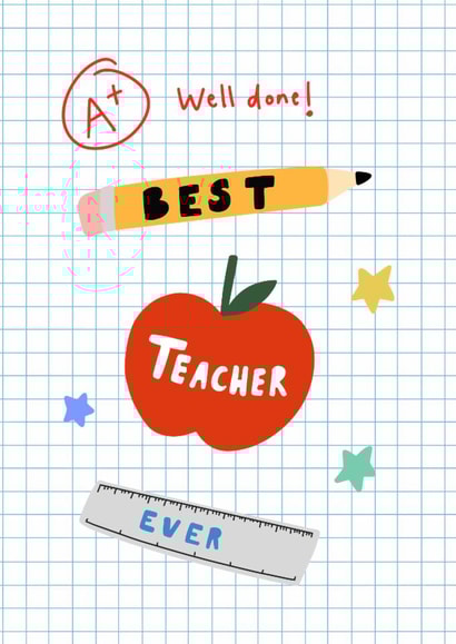 Fun Thank You Card - For Teacher - Apple created by Maddy Moon