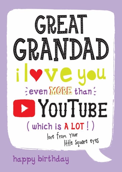 Funny Birthday Card - For Great Grandad - YouTube created by  la la la     Designs
