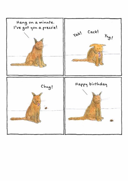Funny Birthday Card - From The Cat - Hair Ball created by Rusty Pencil