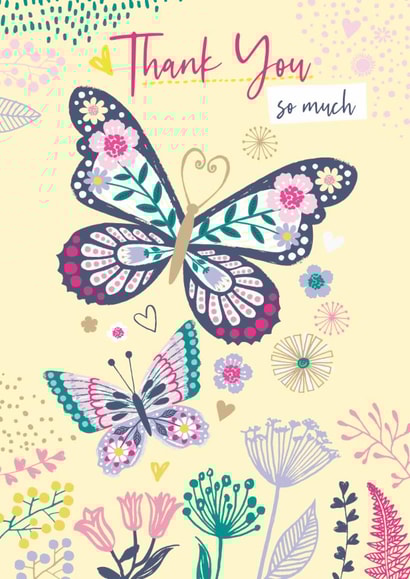 Classic Thank You Card - Butterfly - Flowers created by Marketa Rams Designs