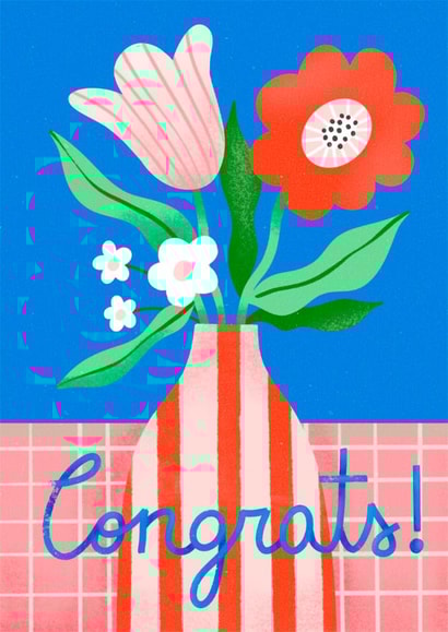 Pretty Congratulations Card - Congrats! - Flowers created by Dafne Design Studio