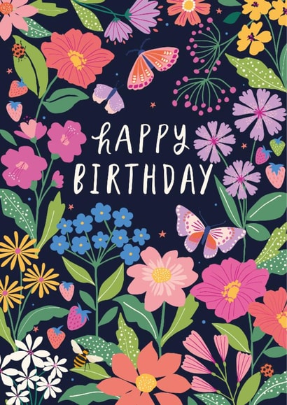 Pretty Birthday Card - For Her - Butterflies & Flowers created by Nina Raby - Jones