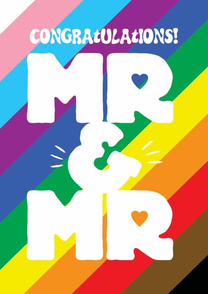 Fun Wedding Card - Mr & Mr - Pride Colours created by Kyleigh Orlebar