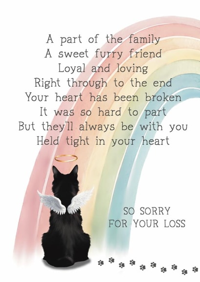 Heartfelt Sympathy Card - Pet Loss - Black Cat created by Giddy Kipper