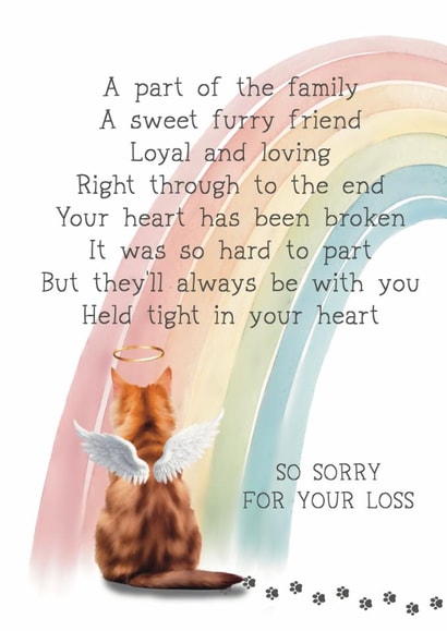 Heartfelt Sympathy Card - Pet Loss - Ginger Cat created by Giddy Kipper
