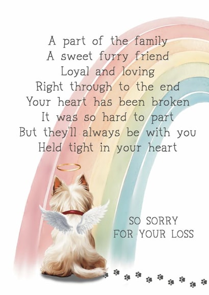 Heartfelt Sympathy Card - Dog Bereavement - West Highland Terrier created by Giddy Kipper