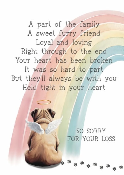 Heartfelt Sympathy Card - Pet Loss - Pug created by Giddy Kipper