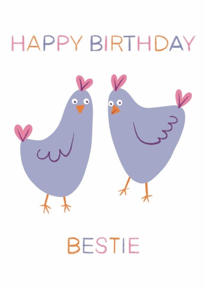 Fun Birthday Card - For Bestie - Hens created by @SarahPriceDesigns