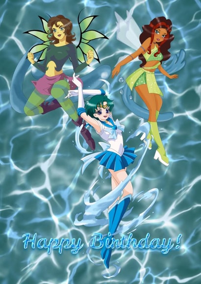 Water sign magical girl birthday card created by Magicalbrat
