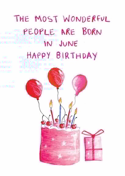 Pretty Birthday Card - June - Cake created by HCD Illustration