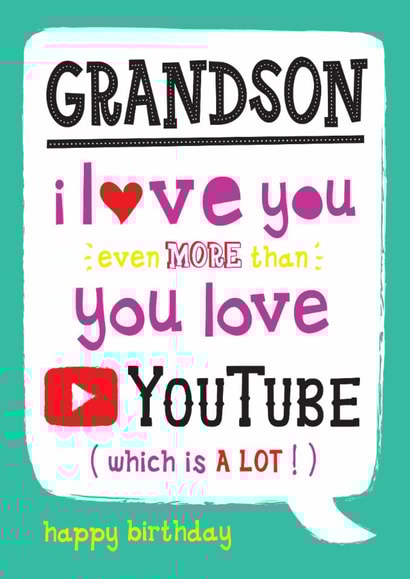 Funny Birthday Card - For Grandson - YouTube created by la la la Designs