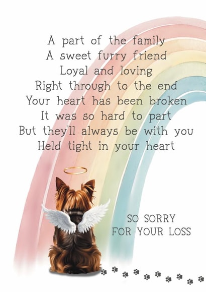 Heartfelt Sympathy Card - Pet Loss - Yorkshire Terrier created by Giddy Kipper