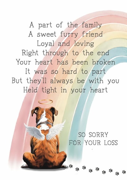 Heartfelt Sympathy Card - Pet Loss - Boxer created by Giddy Kipper