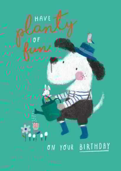 Cute Birthday Card - Plants - Dog created by Stripey Paper