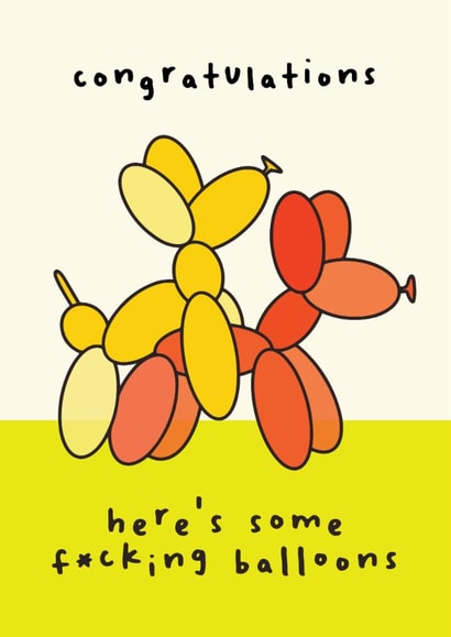 Cheeky Congratulations Card - Balloon - Animals created by AbiGoLucky