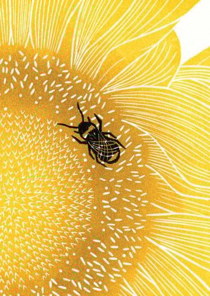 Birthday - Good Luck - Garden Lover - Sunflower and Bee - Bee Lover - For Mum created by Carrie Lyall Printmaker