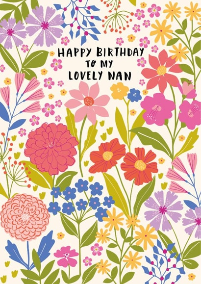Pretty Birthday Card - For Nan - Floral Botanical created by Nina Raby - Jones