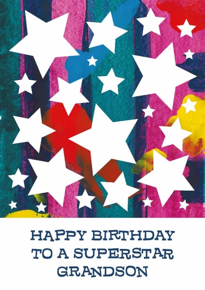 Classic Birthday Card - For Grandson - Stars created by size3art