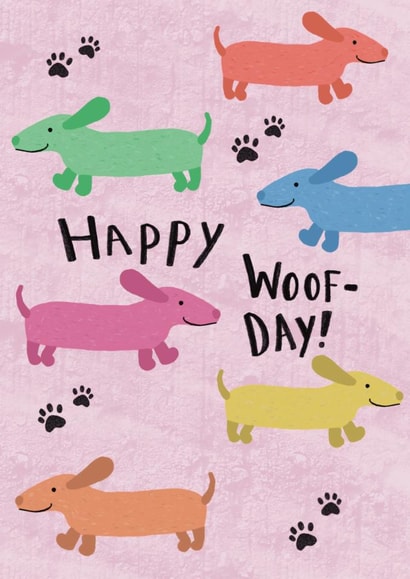 Cute Birthday Card - Dachshunds - Happy Woof-Day! created by Philippa Kemp