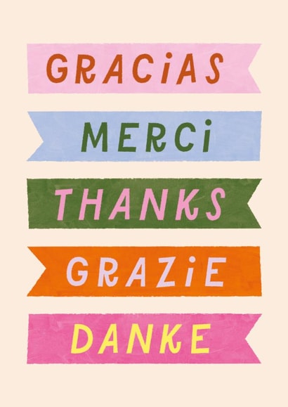 Classic Thank You Card - Colourful Languages created by Studio Mads