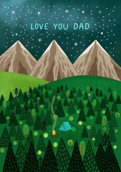 Classic Father's Day/Birthday Card - Love You Dad - Night Camping created by Pear Tree Press