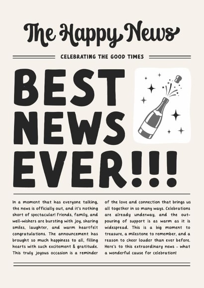 Classic New Job/Congratulations Card - Best News Ever! - Newspaper created by Kreate Paper Co.