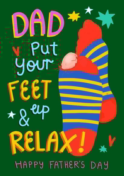 Fun Father's Day Card - Put Your Feet Up - Socks created by NICHOLA COWDERY ILLUSTRATIONS 