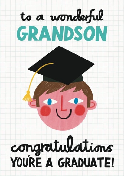 Cute Graduation Card - Wonderful Grandson created by Alice Mole Illustration