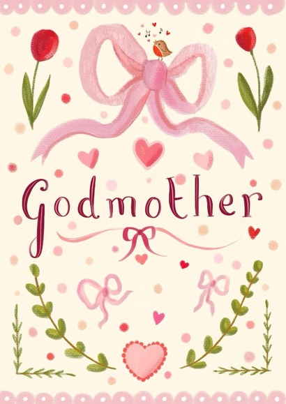 Pretty Birthday Card - For Godmother - Bow created by Love Lucy Illustration