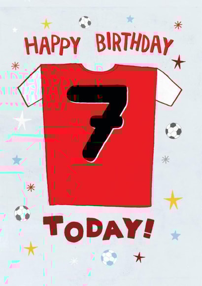 Classic Birthday Card - 7th Birthday - Red Football Shirt created by Pencilface