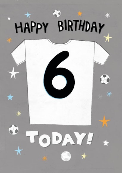Classic Birthday Card - 6th Birthday - White Football Shirt created by Pencilface